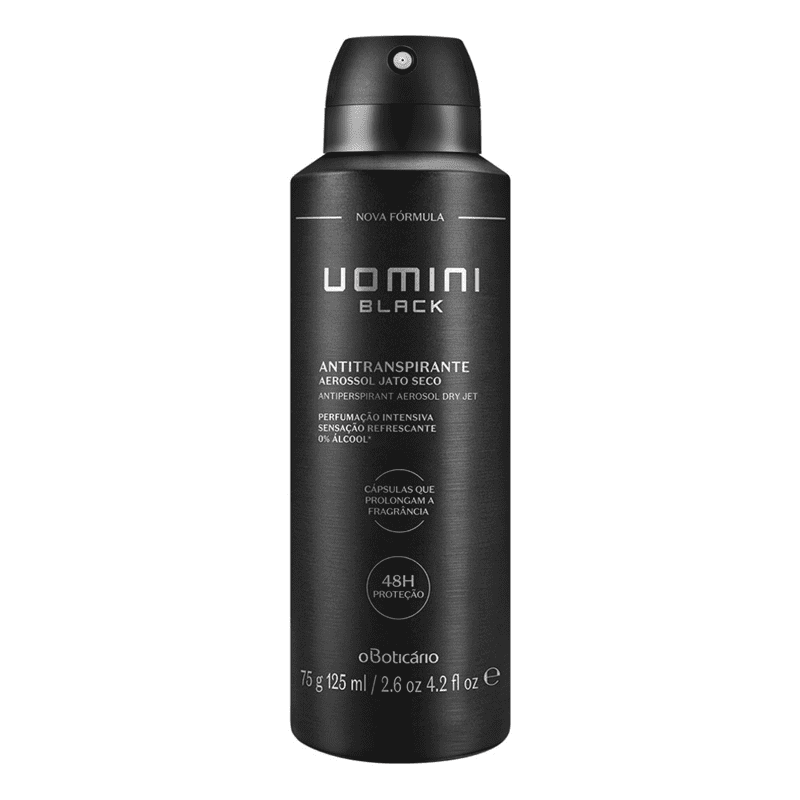 Desodorante Antitranspirante Aerosol Uomini Black, 75g/125ml