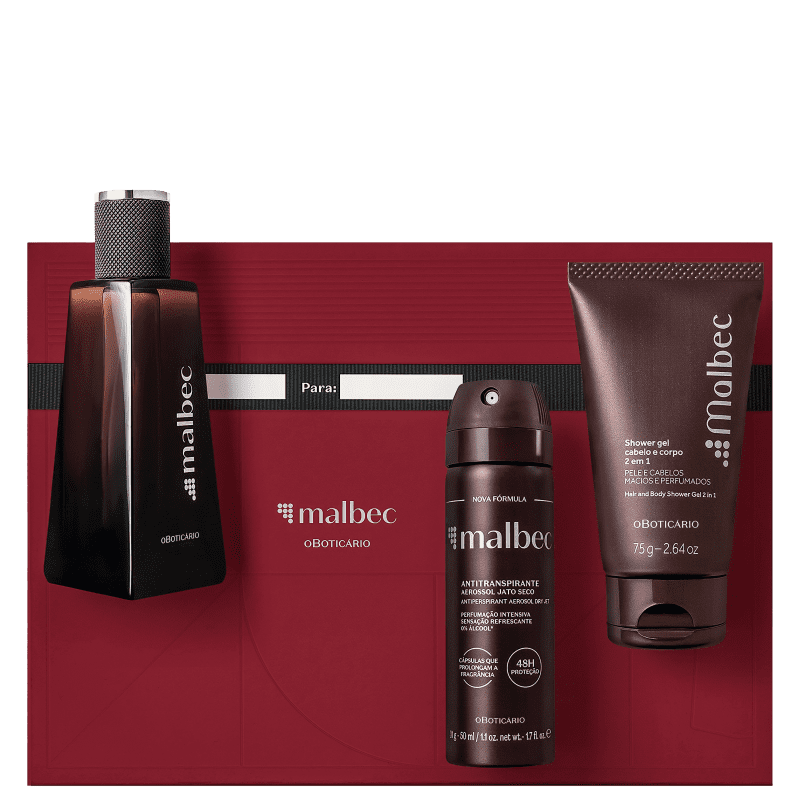 Conjunto Malbec o Boticário Trio Masculino (3 Produtos) Menor preço em Conjunto Malbec o Boticário Trio Masculino (3 Produtos)