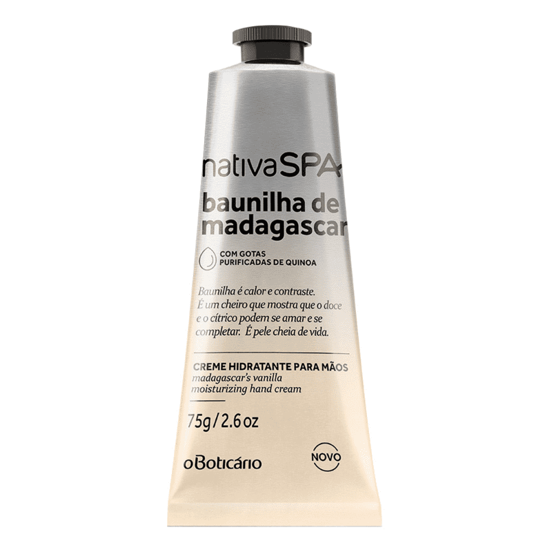 Creme Hidratante para Mãos Desodorante Nativa SPA Baunilha de Madagascar, 75g