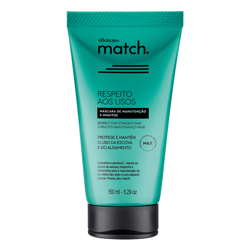 Máscara Capilar 3 Minutos Match Respeito aos Lisos, 150ml