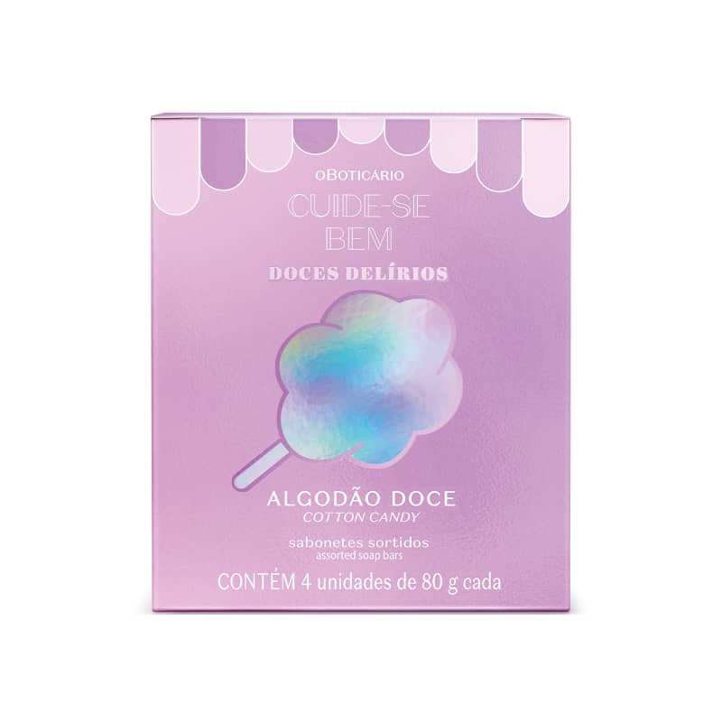 Kit Sabonetes Em Barra Sortidos Cuide-se Bem Doces Delírios Algodão Doce 4x