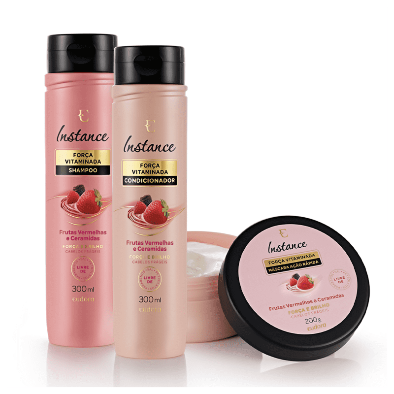 Kit Eudora Instance Frutas Vermelhas - Shampoo 300ml + Condicionador 300ml + Máscara 200g