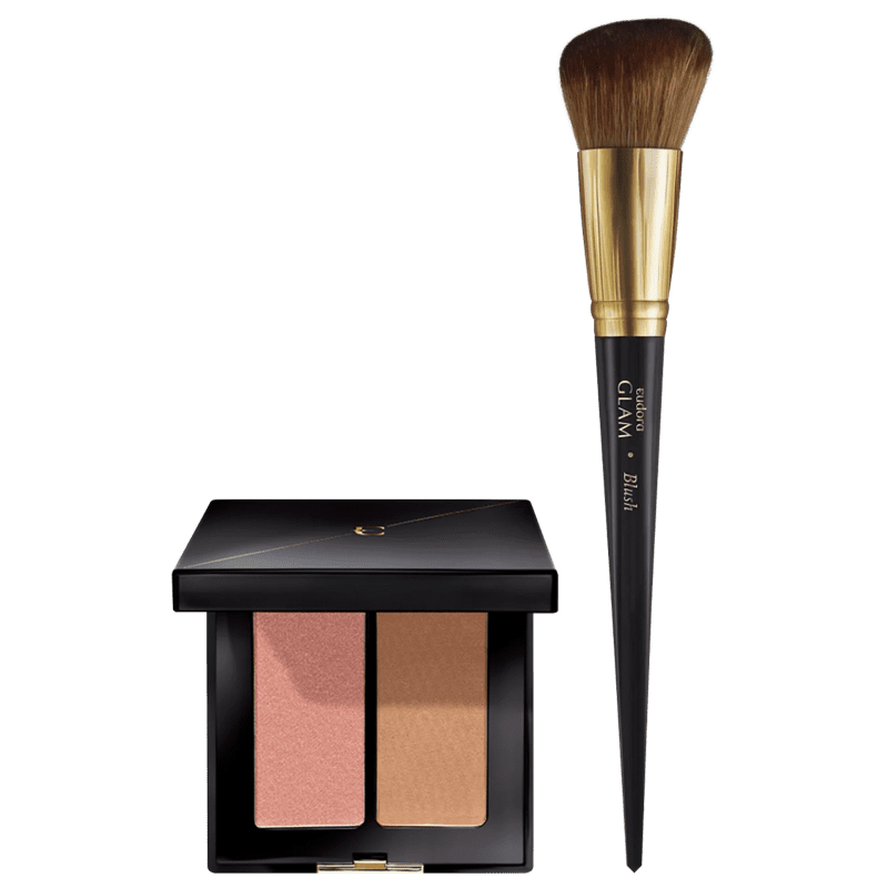 Kit Eudora Glam Duo Blush Pêssego Supremo + Pincel (2 Produtos)