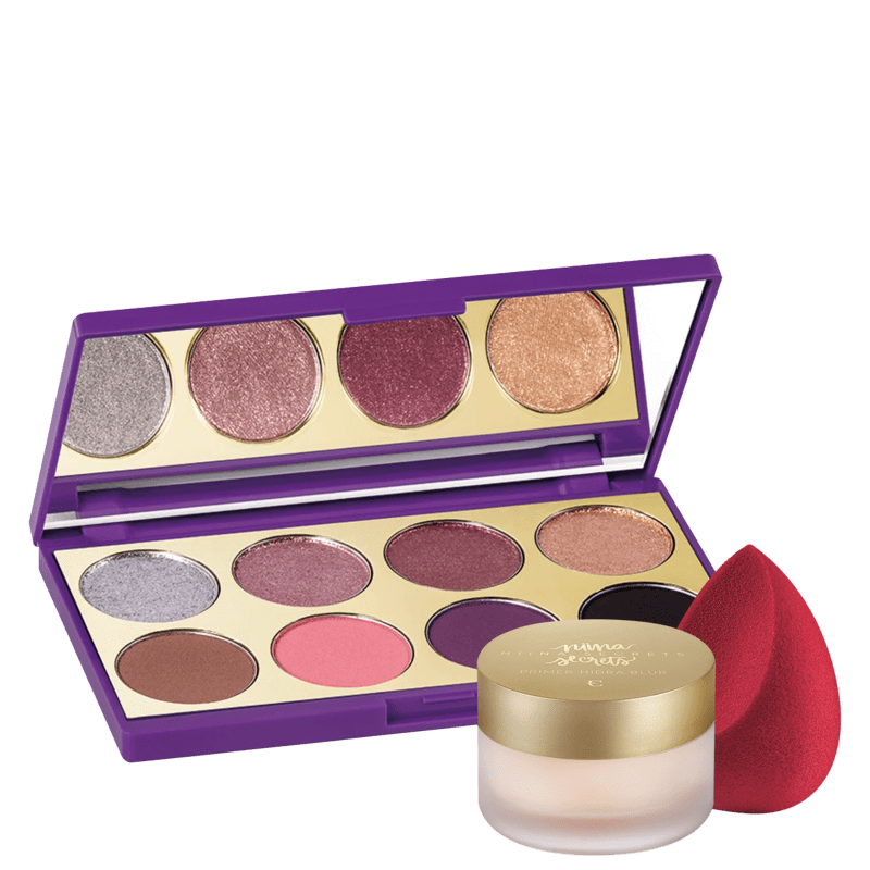 Kit Eudora Niina Secrets Palette Purple + Esponja + Primer (3 Produtos)