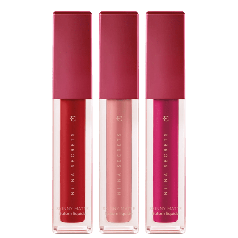 Kit Eudora Niina Secrets Skinny Matte Vermelho Hibisco + Rose Gardênia + Pink Peônia (3 Produtos) Menor preço em Kit Eudora Niina Secrets Skinny Matte Vermelho Hibisco + Rose Gardênia + Pink Peônia (3 Produtos)