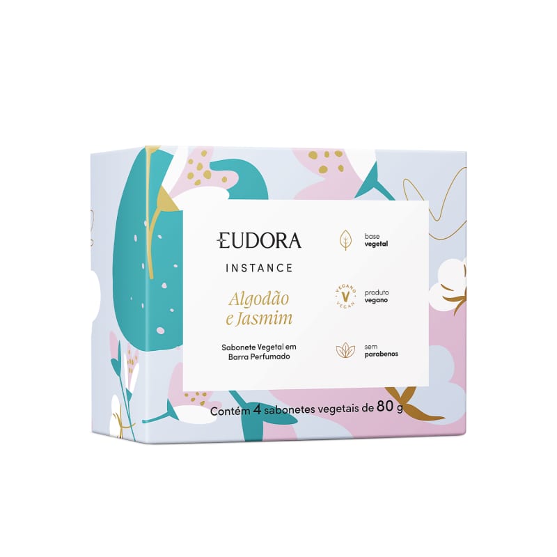 Instance Sabonete Sabonete Vegetal em Barra Perfumado Instance Algodão e Jasmim 4x80g ...