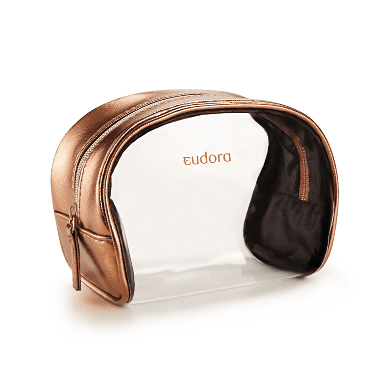 Nécessaire Visor Transparente com Dourado Eudora