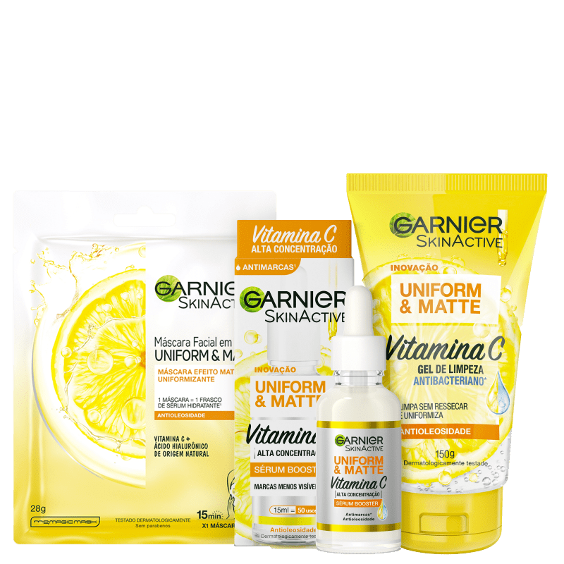 Kit Garnier SkinAtive Uniform & Matte Triplo (3 Produtos) Menor preço em Kit Garnier SkinAtive Uniform & Matte Triplo (3 Produtos)