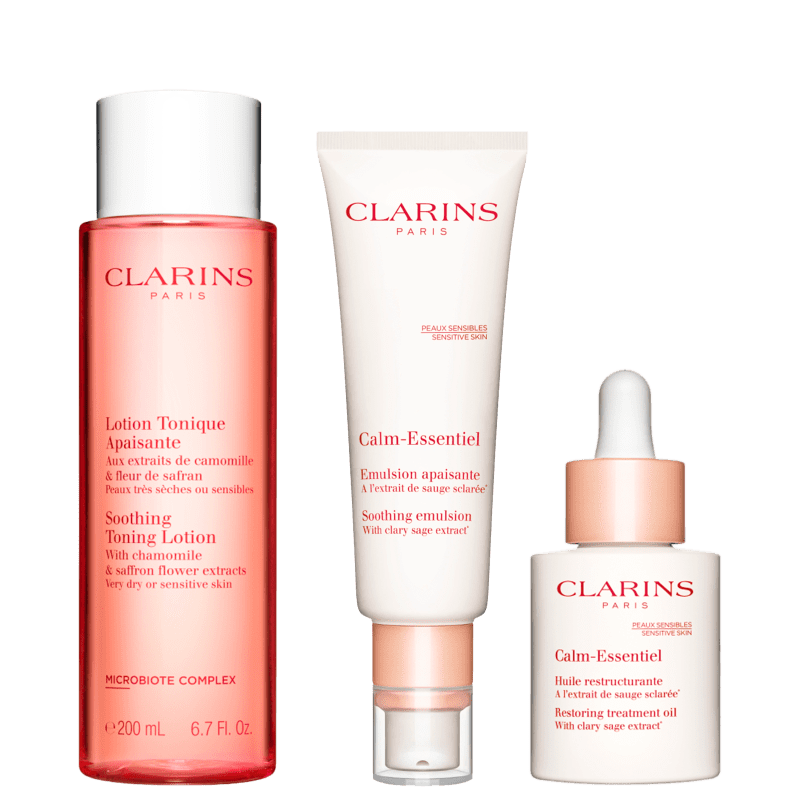 Kit Clarins Peles Sensíveis Irritações e Rosáceas (3 Produtos)