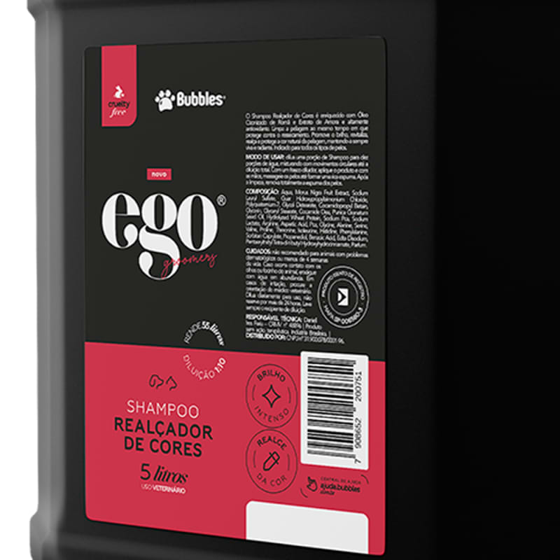 Shampoo Pet Realçador De Cores Ego Bubbles 5000ml