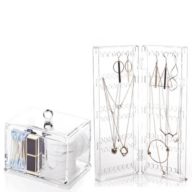 Kit Porta Algodão, Cotonete e Porta Joias em Acrílico Menor preço em Kit Porta Algodão, Cotonete e Porta Joias em Acrílico