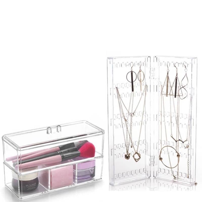 Kit Organizador com Divisórias e Tampa e Porta Joias em Acrílico Menor preço em Kit Organizador com Divisórias e Tampa e Porta Joias em Acrílico