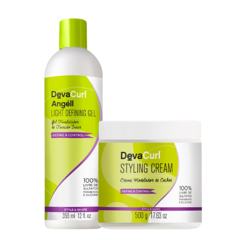 Duo Styling Cream 500g e Gel Finalizador Angéll 355mL Deva Curl