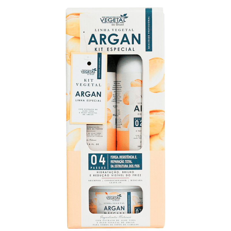 Kit Vegetal do Brasil Linha Vegetal Argan Quarteto, 4 produtos.