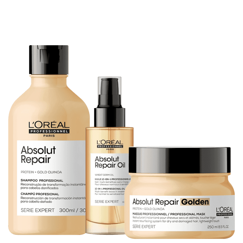 Kit L'Oréal Absolut Quinoa + Protein Golden Trio Beleza na 