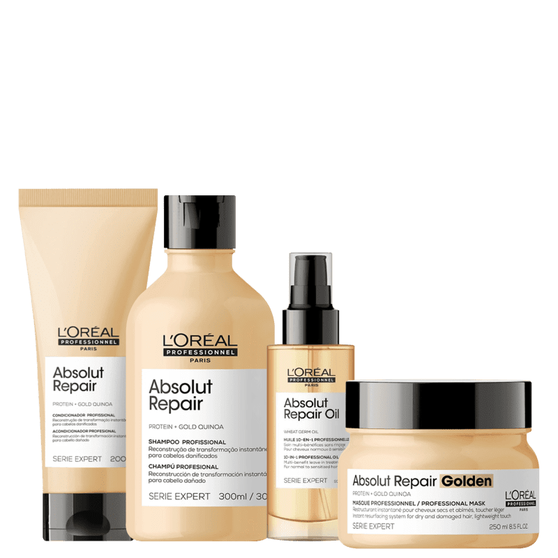 Kit L'Oréal Professionnel Absolut Repair Gold Quinoa + Protein Golden Quarteto (4 Produtos) Menor preço em Kit L'Oréal Professionnel Absolut Repair Gold Quinoa + Protein Golden Quarteto (4 Produtos)