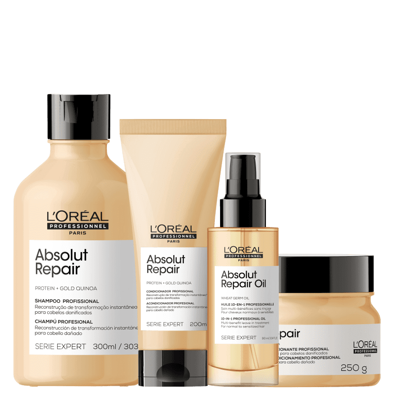 Kit L'Oréal Professionnel Absolut Repair Gold Quinoa + Protein Quarteto (4 Produtos) Menor preço em Kit L'Oréal Professionnel Absolut Repair Gold Quinoa + Protein Quarteto (4 Produtos)