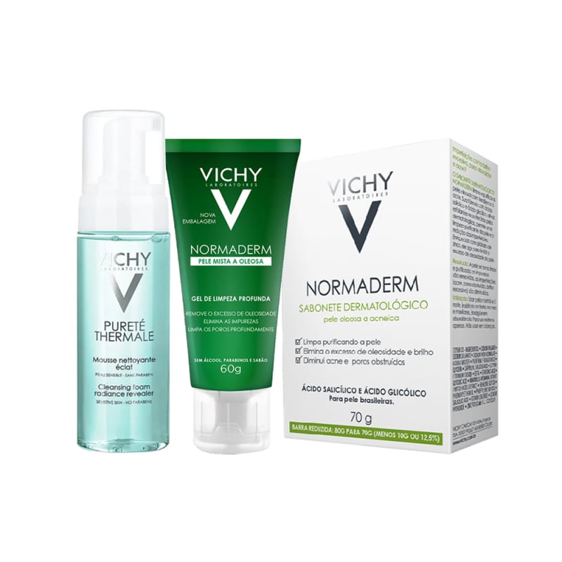 Kit Vichy Normaderm Pureté Thermale (3 Produtos) Menor preço em Kit Vichy Normaderm Pureté Thermale (3 Produtos)