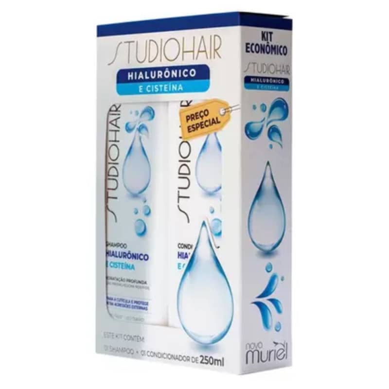 KIT MURIEL STUDIO HAIR (SHAMPOO + CONDICIONADOR) HIALURÔNICO E CISTEÍNA 250ML