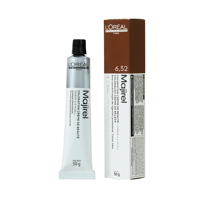 L'Oréal Professionnel Majirel 6.32 Louro Escuro Dourado Irisado - Coloração 50g Menor preço em L'Oréal Professionnel Majirel 6.32 Louro Escuro Dourado Irisado - Coloração 50g