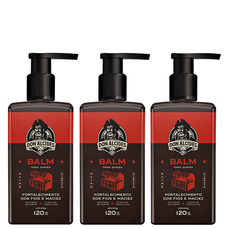 3X BALM HIDRATANTE PARA BARBA 120G BARBA NEGRA DON ALCIDES