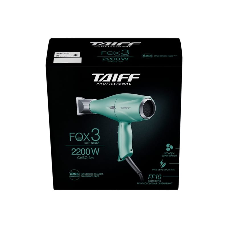 Secador de cabelo Taiff Diamante Fox Íon 3 soft green 127V