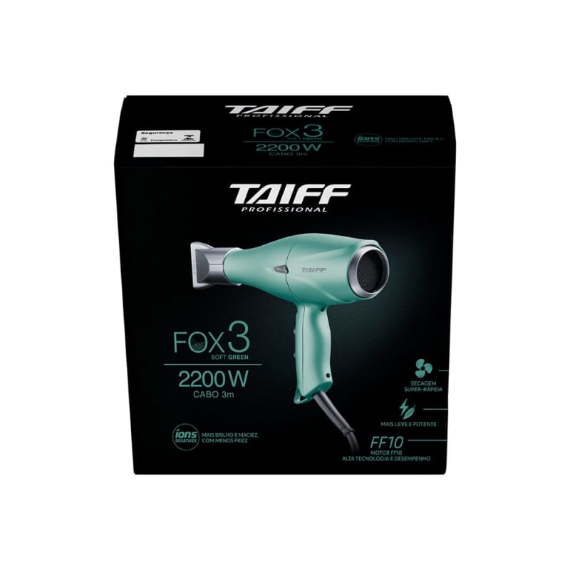 Secador de cabelo Taiff Diamante Fox Íon 3 soft green 220V - 230V