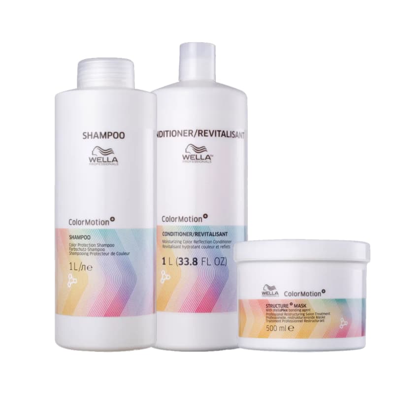 Kit Wella Color Motion+ Shampoo + Condicionador + Máscara - Grande Menor preço em Kit Wella Color Motion+ Shampoo + Condicionador + Máscara - Grande