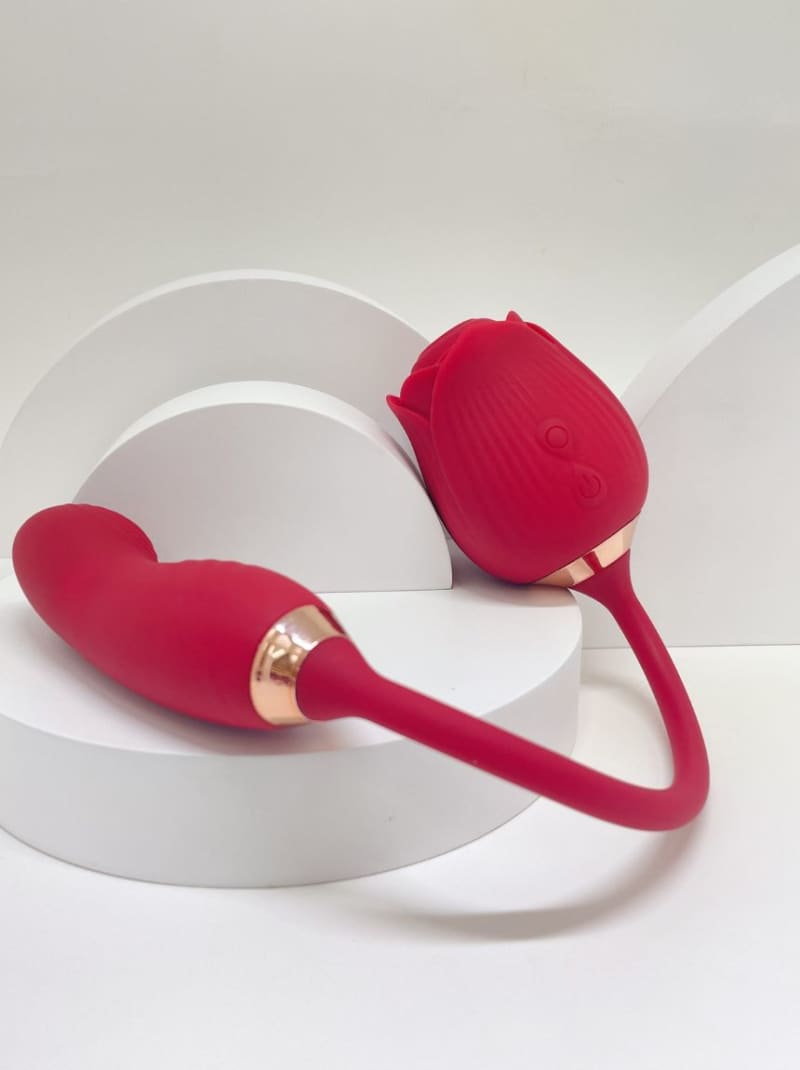 Sugador e Vibrador Finger Sweet Vermelho de Désir Atelier.