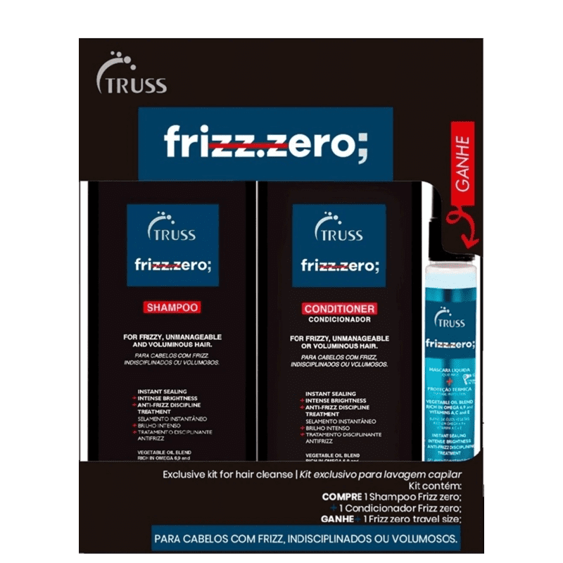 Kit Truss Frizz Zero Lavagem Capilar (3 Produtos) Menor preço em Kit Truss Frizz Zero Lavagem Capilar (3 Produtos)