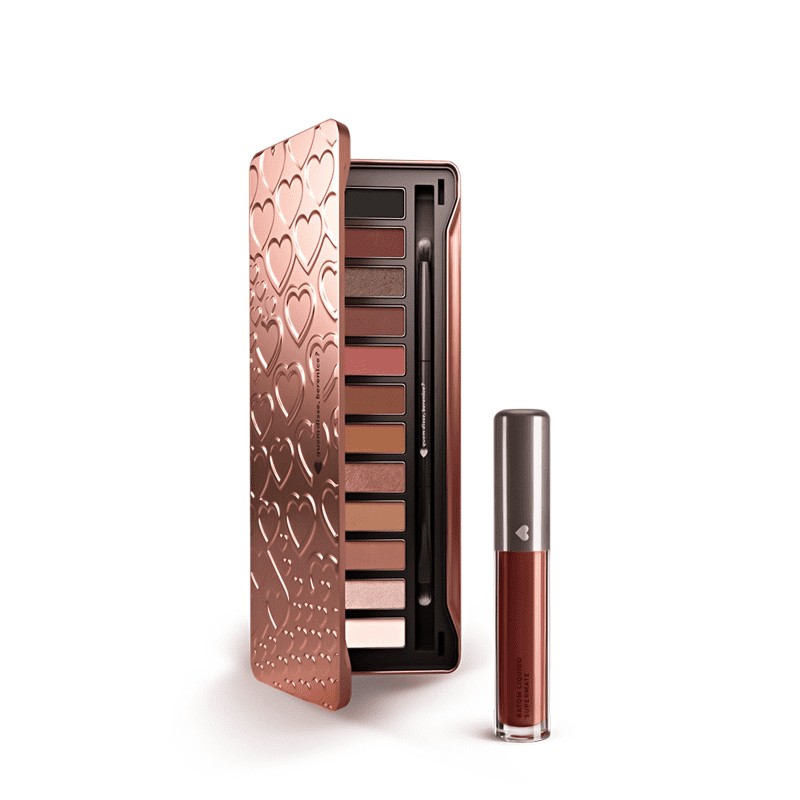 Kit Paleta de Sombras Adoro Rosês + Batom Líquido Supermate Ruivoli + Caixa Cubo G