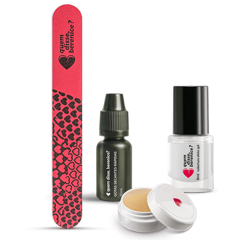 Kit Unhas: Esmalte Cobertura Gel + Gotas Secantes + Lixa + Cera Hidratante