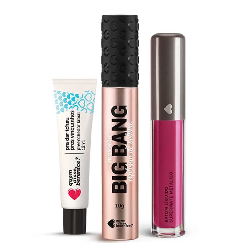 Kit Máscara Big Bang + Tchau Vinquinhos + Batom Líquido Supermate Metálico Vermeluz