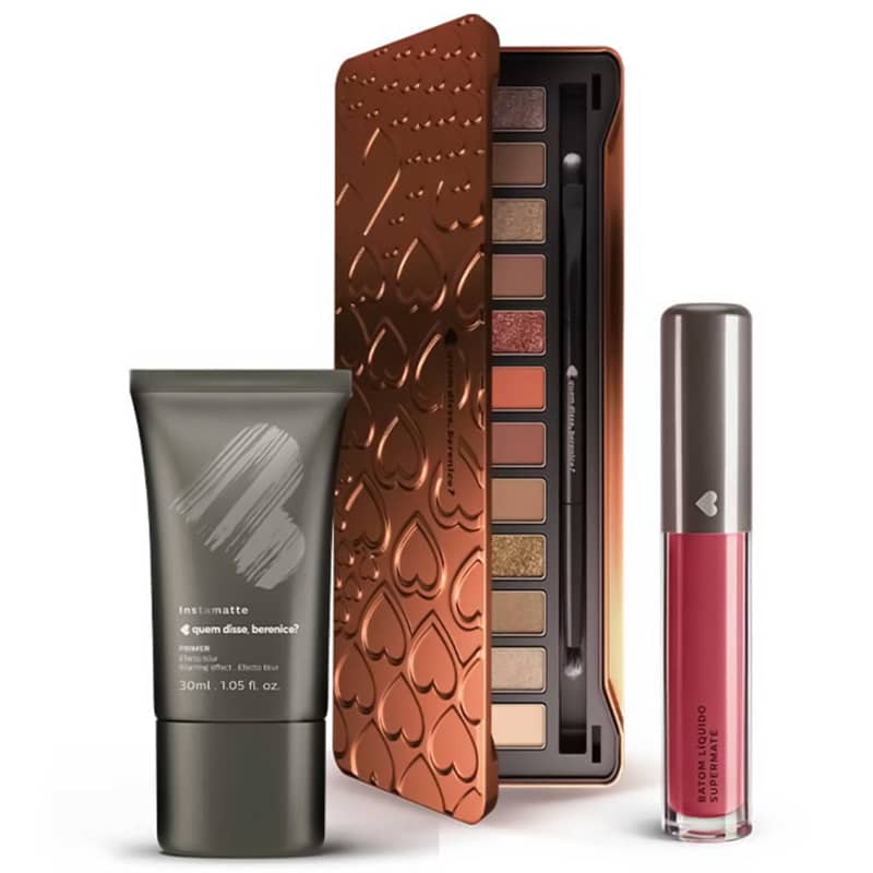 Kit Paleta Adoro Bronzes + Primer Instamatte + Batom Líquido Supermate Goiabali