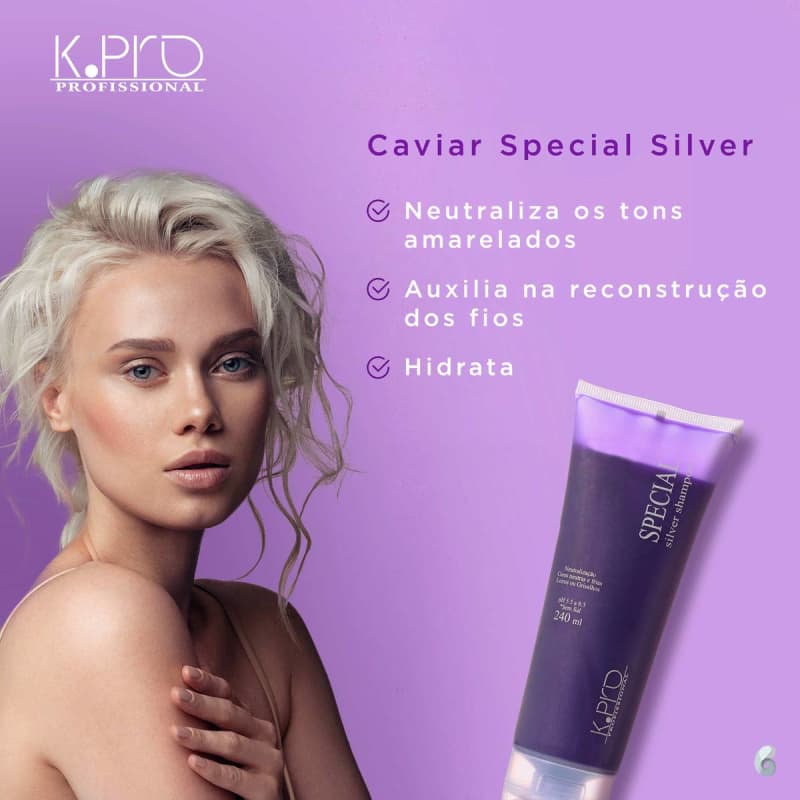 K.Pro Caviar Special Silver - Shampoo Desamarelador 240ml