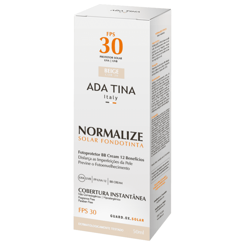 Ada Tina Normalize FT Beige Cor 30 FPS 30 - Protetor Solar Facial com Cor 50ml