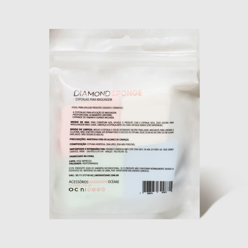 Diamond Sponge - Esponja para Base e Corretivo (4 Unidades)