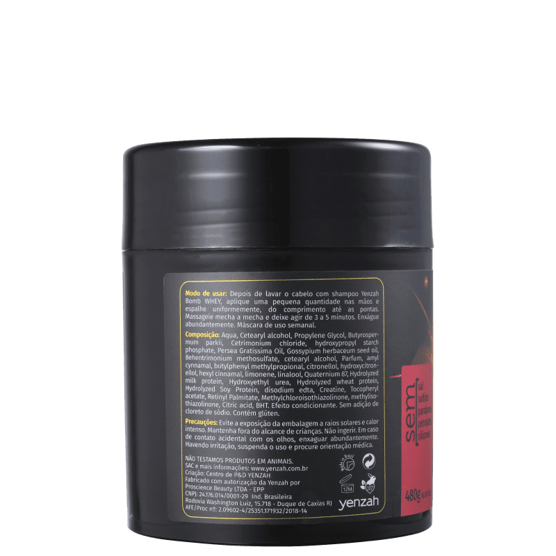 Yenzah Power Whey Bomb Cream - Máscara Capilar 480g