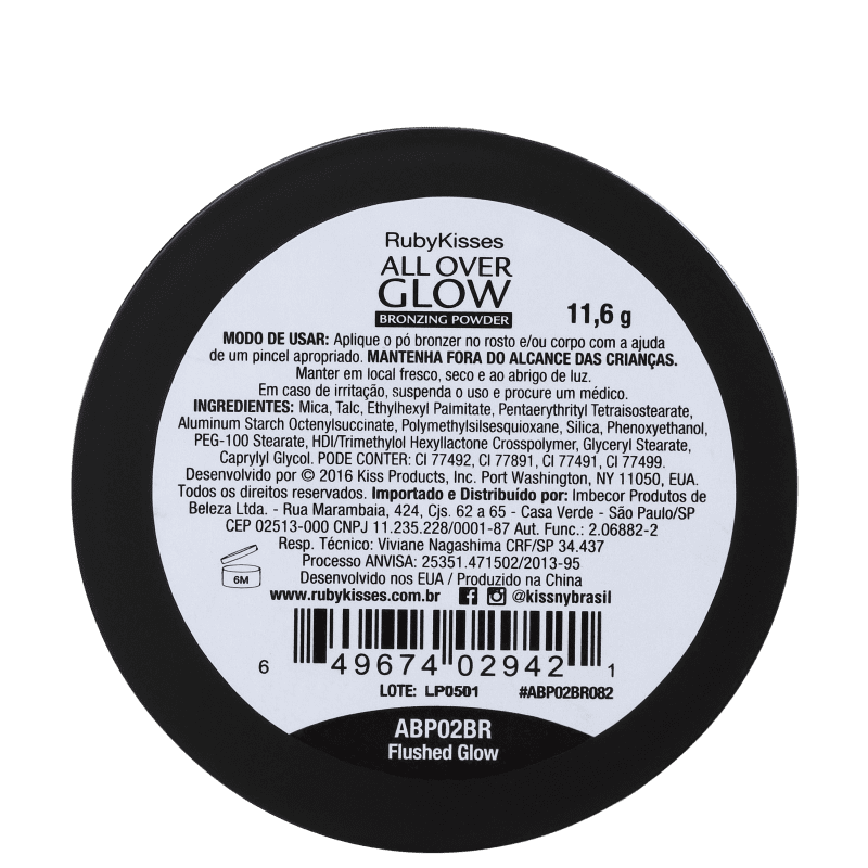 Kiss New York Ruby Kisses All Over Glow Flushed - Bronzer Cintilante 15g