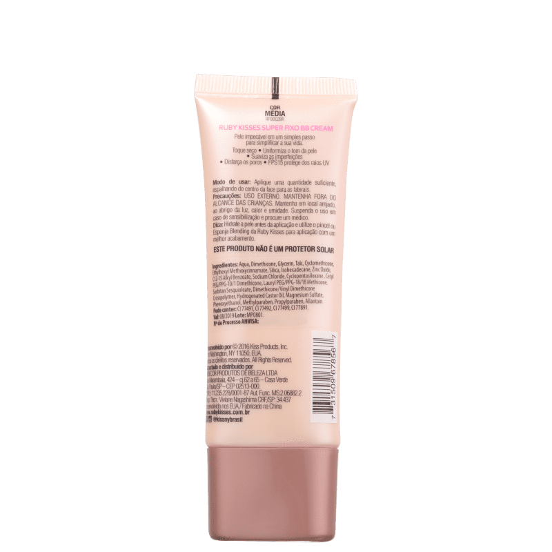 Kiss New York Ruby Kisses Super Fixo FPS 15 Médio - BB Cream 28g