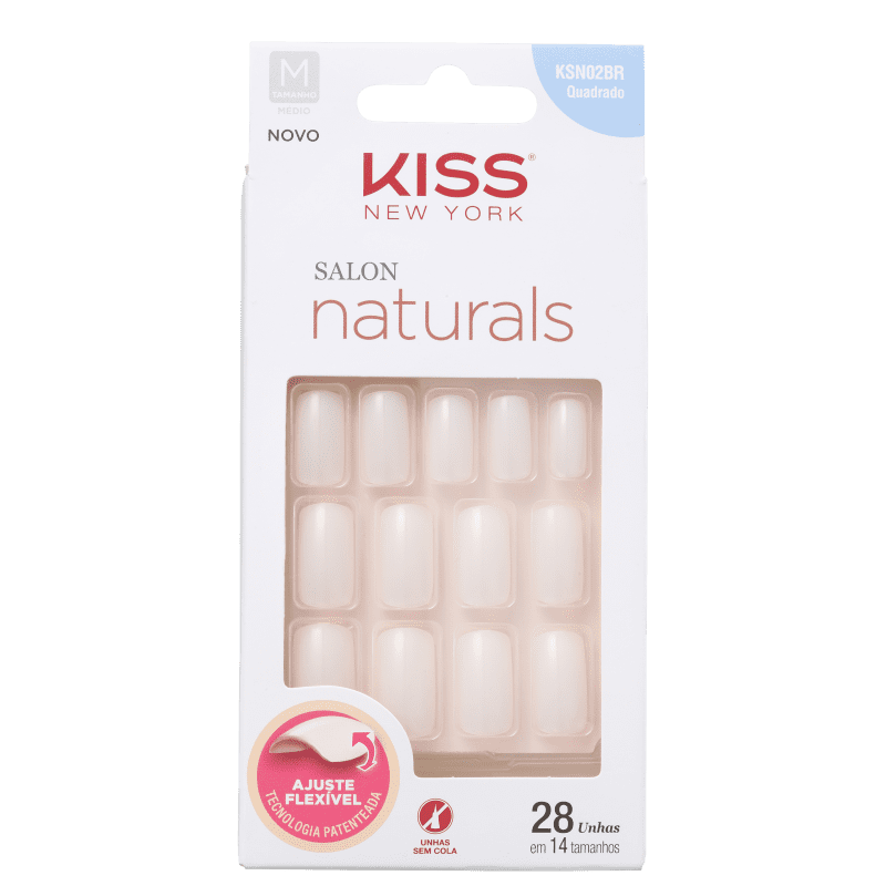 Kiss New York Salon Naturals Quadrado Médio - Unhas Postiças