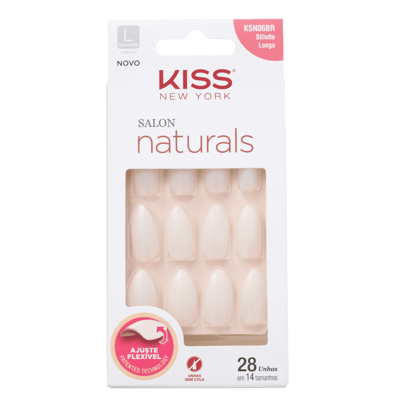 Kiss New York Salon Naturals Stiletto Longo - Unhas Postiças 13g Menor preço em Kiss New York Salon Naturals Stiletto Longo - Unhas Postiças 13g