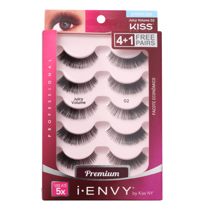 Kit Kiss New York i-Envy Juicy Volume 02 - Cílios Postiços 5x5g