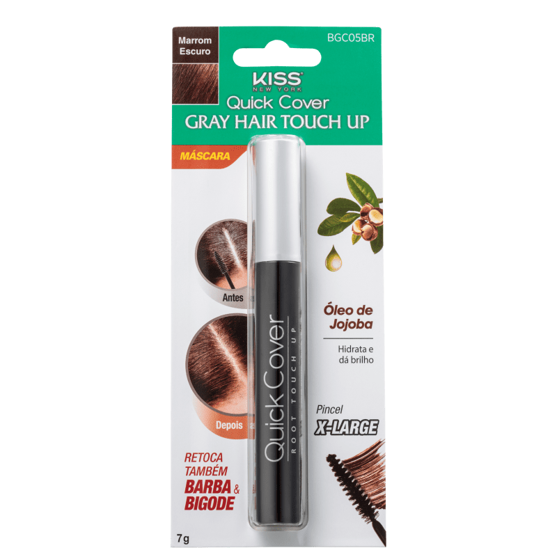 Kiss New York Gray Hair Touch Up Marrom Escuro - Máscara Corretivo de Raiz 7g