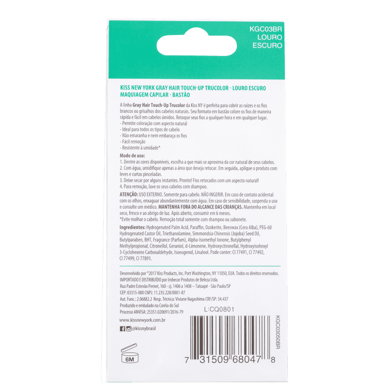 Kiss New York Gray Hair Touch Up Bastão Louro Escuro - Corretivo de Raiz 13g