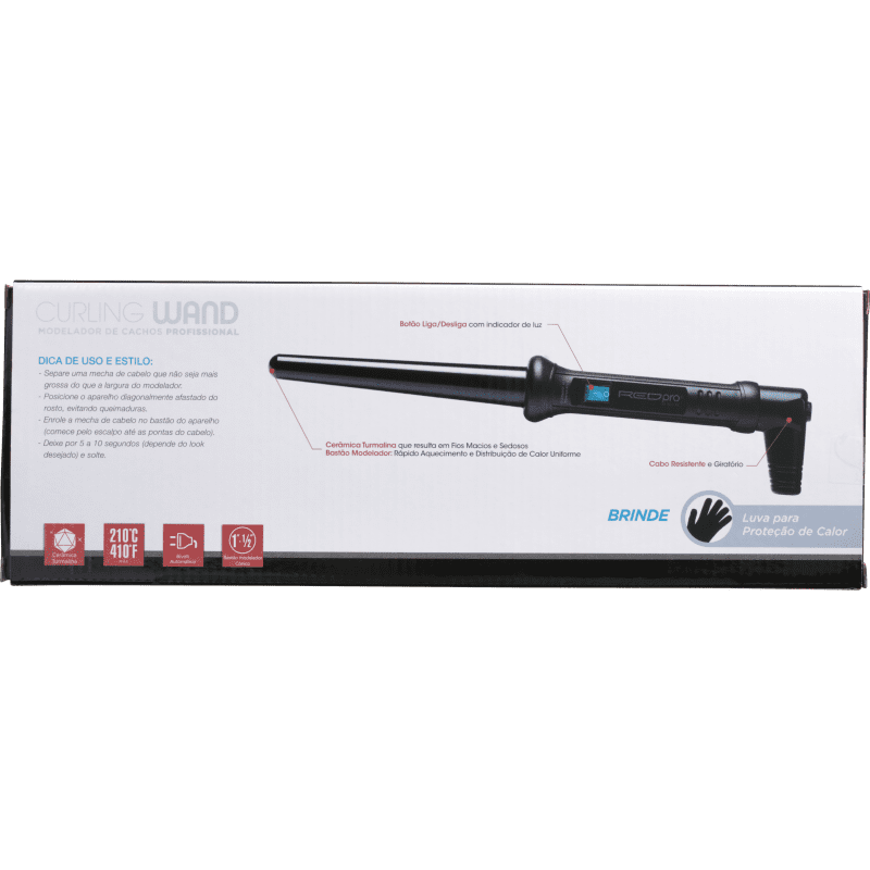 Kiss New York Red Pro Curling Wand Cônico - Modelador de Cachos 239g