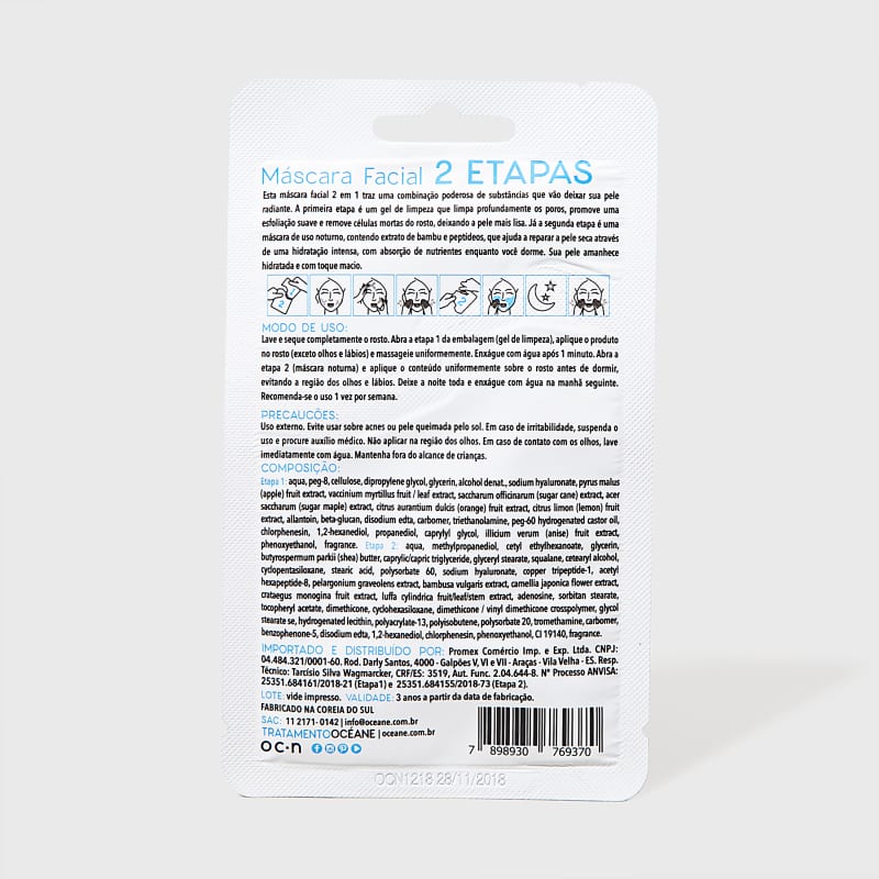 2 Step Mask - Máscara Facial Noturna Bambu e Peptídeos