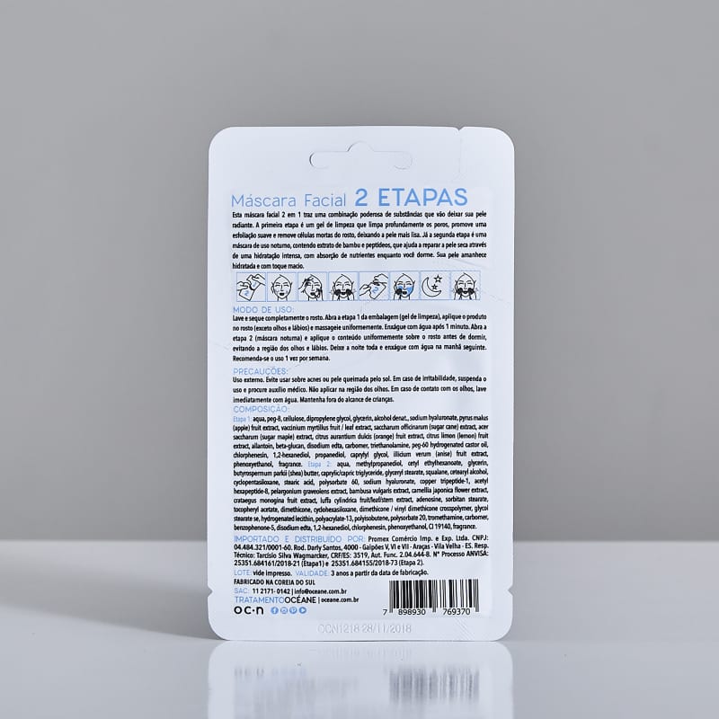 2 Step Mask - Máscara Facial Noturna Bambu e Peptídeos