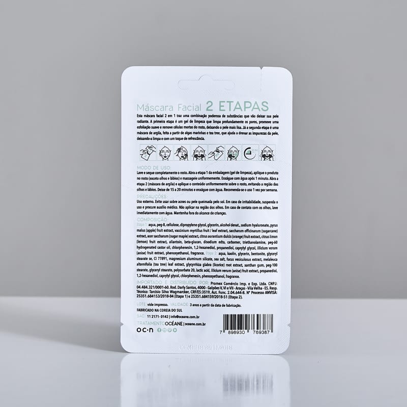2 Step Mask - Máscara Facial Algas Marinhas e Tea Tree
