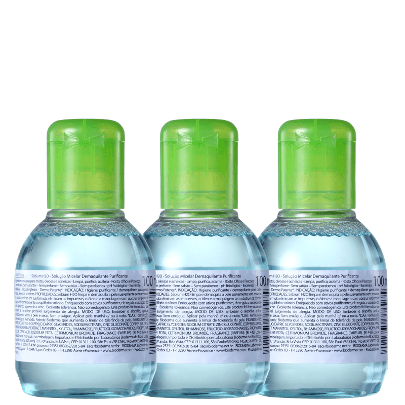 Kit Bioderma Sébium H2O Fresh - Demaquilantes 3x100ml